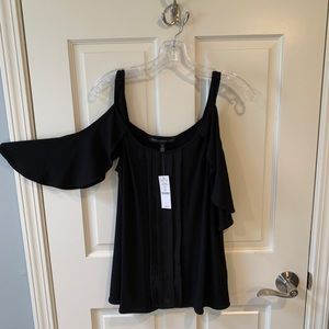 White House Black Market Black Ruffled Top